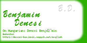 benjamin dencsi business card